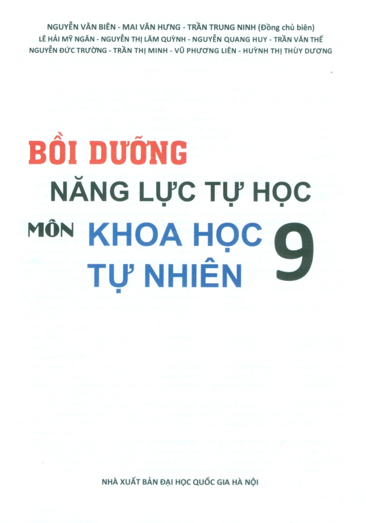 BỒI DƯỠNG NĂNG LỰC TỰ HỌC MÔN KHOA HỌC TỰ NHIÊN LỚP 9 (Bám sát Chương trình GDPT mới 2018)